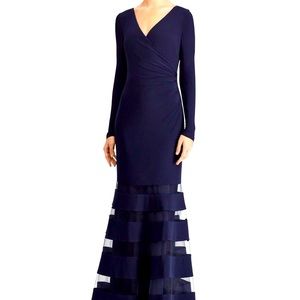 🩵NWOT Ralph Lauren Navy Illusion Trim Long Sleeve Mermaid Dress
